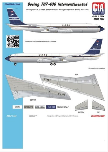 CtA Models 071 1/144 Decal for Boeing 707-436 BOAC - Picture 12 of 12