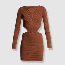 $910 Just Cavalli Womens Brown Bodycon Cutawa...