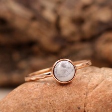 Howlite Ring Size 8 Rose Gold Plated Midi Ring 925 Silver Jewelry Birthday Gift