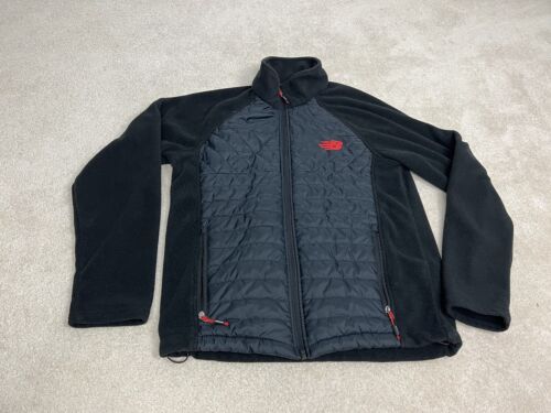 New Balance Jacket Mens Medium Black Light Weight Quilted Fleece Run Jog
