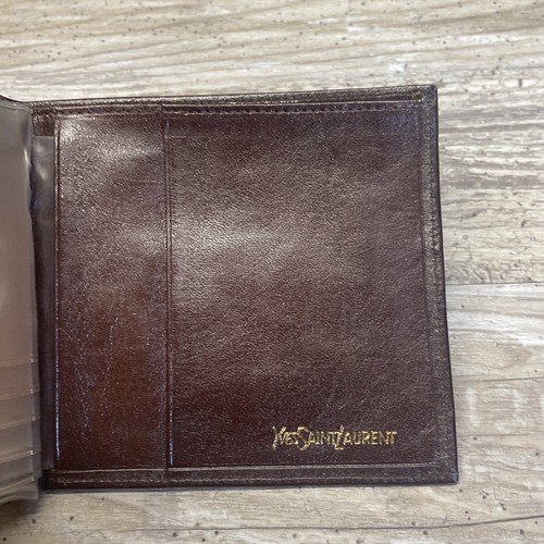 VTG YSL Yves Saint Laurent Billfold Vintage Leather Wallet Brown NOS - Picture 6 of 10