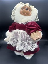 Vintage 1988 Raikes Bears Mrs Claus 21391 Wood Face Signed With Stand 17"