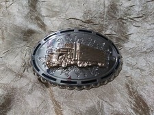 NICE MEN'S TRUCK / TRUCKER SILVER / GOLDTONE BELT BUCKLE MADE IN MEXICO