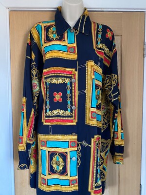 atemberaubende auffällige 80er 90er Long Line Hemdjacke von Hanhart 16-18