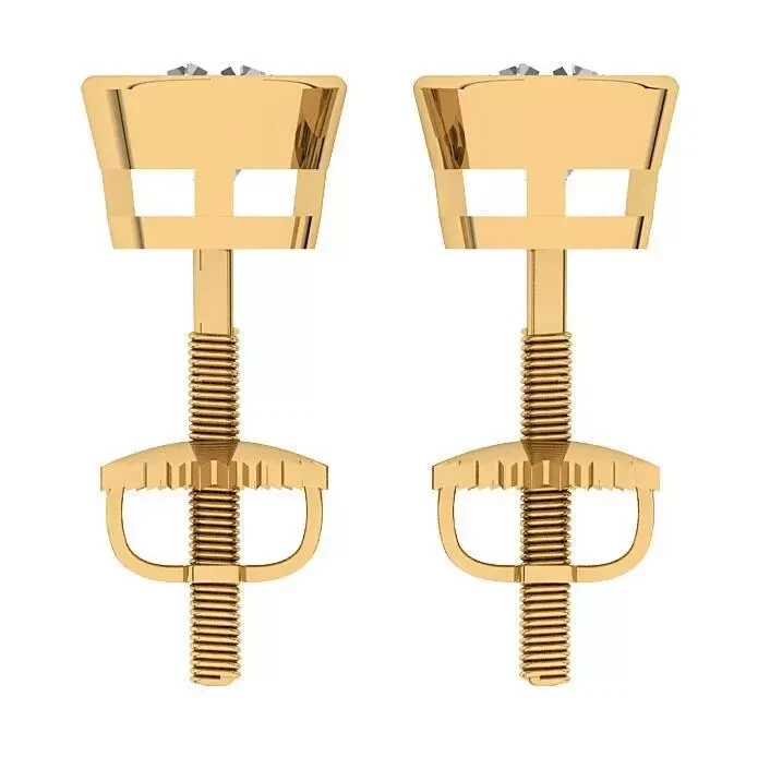 Round Cut Diamond Solitaire Studs Earring I2 H 1.40 Ct 14K Yellow Gold Bezel Set - Image 4 of 4