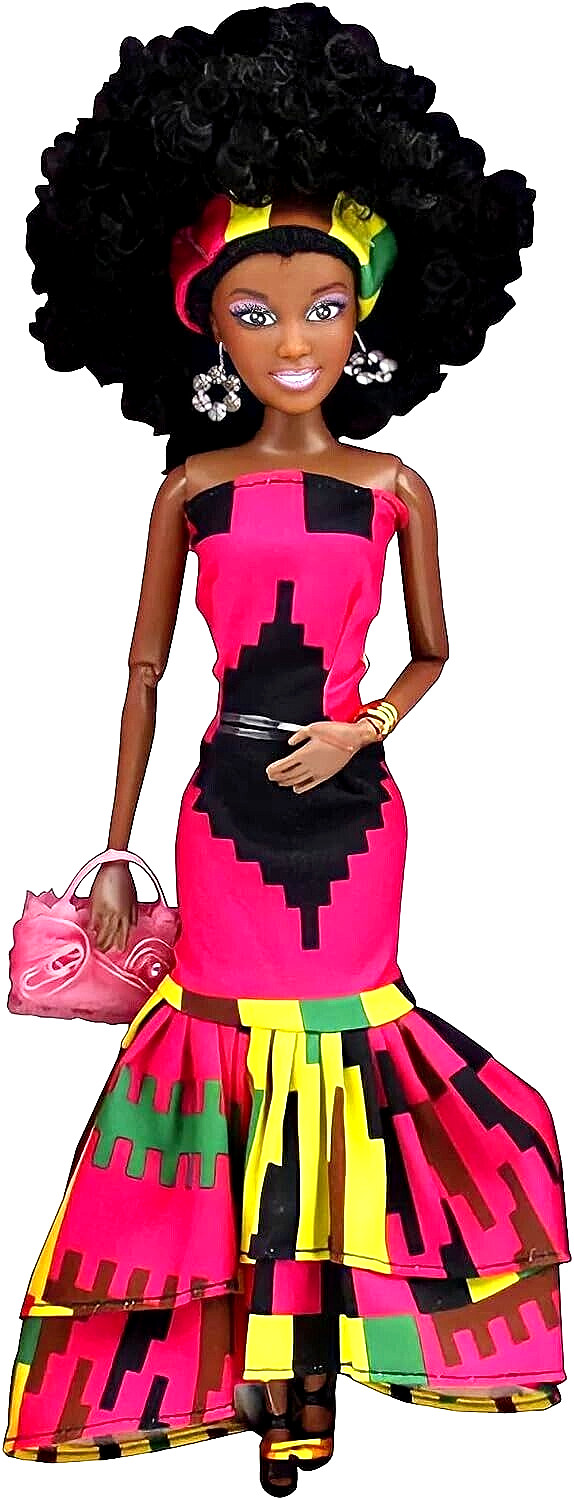 Beautiful African-American Black Barbie doll with natural ha