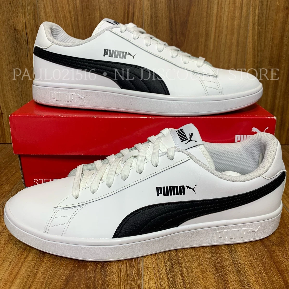 PUMA Smash V2 Leather Perf Sneakers Men's Shoes ~ White ~ Size 12