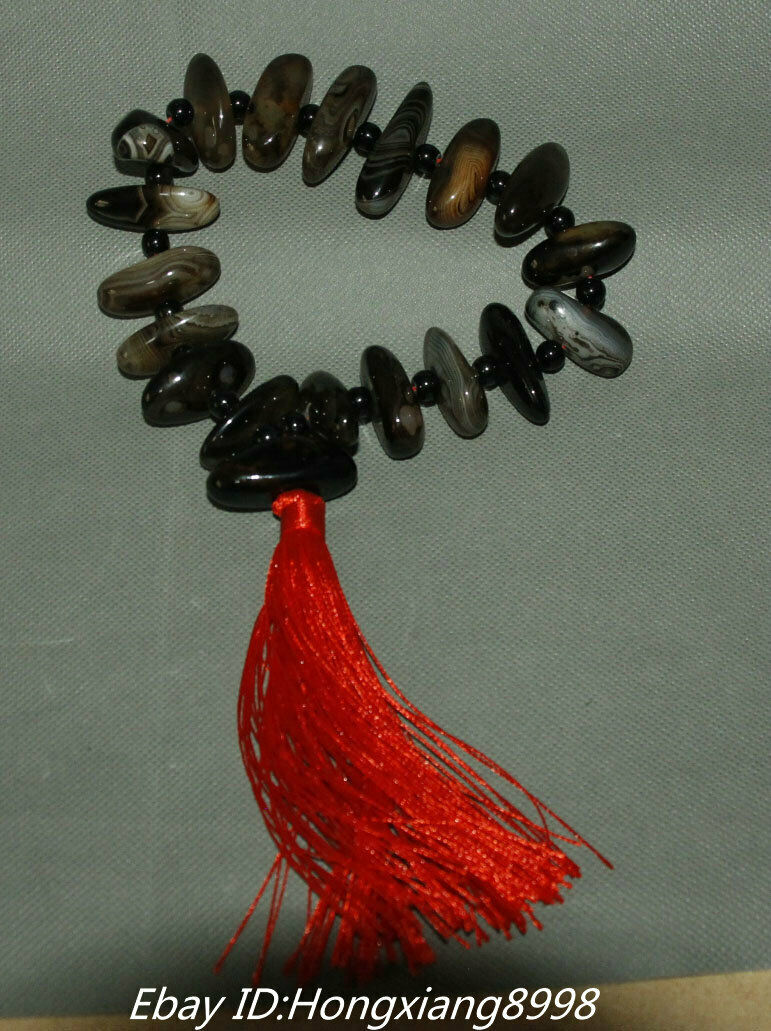 4CM Chinese Natural Old Jade Car Bag Ornaments Buddhist Beads Amulet Bracelet