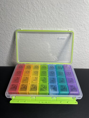 Moisture Proof 4 Times Daily, Weekly Pill Box Organizer Medicine Travel Case