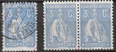 PORTUGAL 3C ceres 1920 --Same  Cliche VII + extra -- VFU/MNHOG no faults