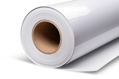 3mil Gloss White Vinyl Gray Air-Egress Bubble-Free Permanent Adhesive #302GAE