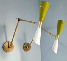 Stilnovo Wall Fixture 1950's Mid Century Modern Brass Italian Light Sconce pair
