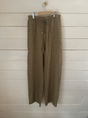 HANRO Lounge Pajama Woven Long Pants 77617 In Vibrant Fireflies SZ XS $155