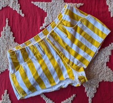 VINTAGE 1980  S YELLOW  WHITE STRIPED SHORT SHORTS OLD STOCK NEVER WORN