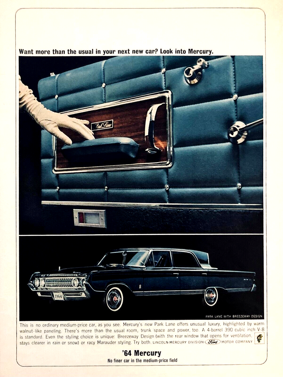 1964 MERCURY PARK LANE SEDAN—BREEZEWAY REAR WINDOW—ORIGINAL
