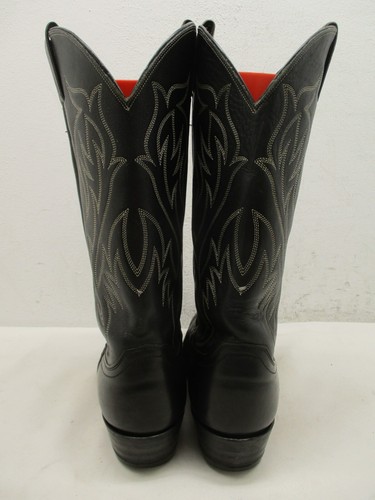 JUSTIN Mens 9 D Cowboy Boots Black Leather White Stitching Style G 5408 - Picture 6 of 10