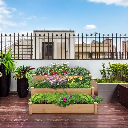 Jardinera Madera 3 Pisos Huerto Urbano de Jardín Estantería Plantas 120x120x56cm - Imagen 10 de 12
