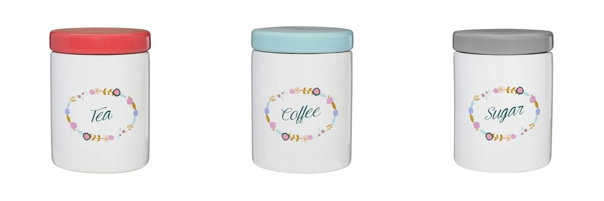 Bright coloured tea hotsell coffee sugar canisters