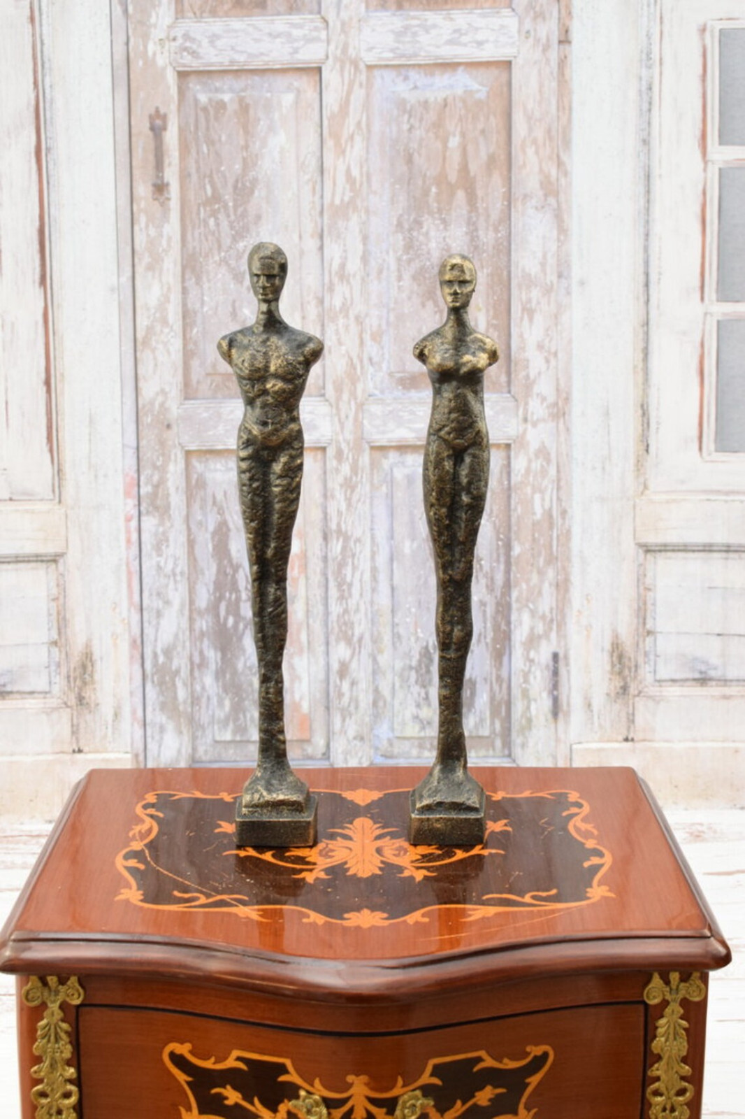 Couple Cast Iron Woman and Man - Modernist Statues - Woman and Man ...