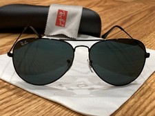 Ray-Ban RB3026 Polished Black Large 62mm AVIATOR Dark Lens Sunglasses PERFECT 