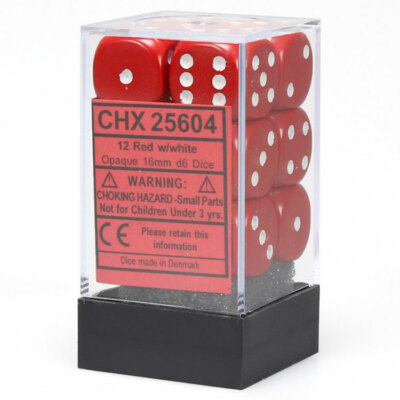 ちっちR CHX25604 Chessex Manufacturing Opaque: 16mm D6 Red/White (12) | eBay