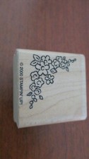 STAMPIN UP 2000 Rubber Stamp on Wood CORNER FLOWER BORDER