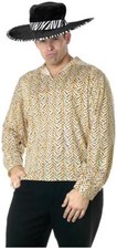 70's-80's Disco Shirt V-Neck Animal Print Poly Heat Sequin Costume Shirt Lg