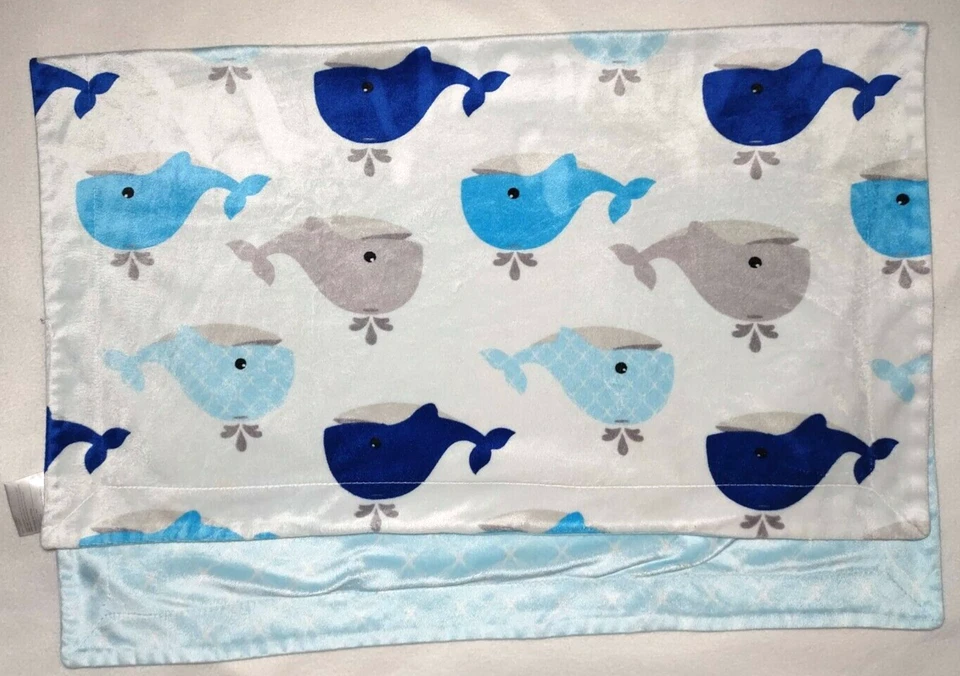 Manta bebé ballena SL Home Fashions 119741 azul blanco gris diamante sedoso Minky Foto 2 de 3