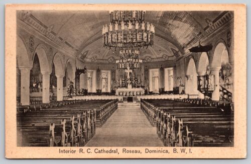 Cathedral Roseau Dominica British West Indies - Interior View - Postcard