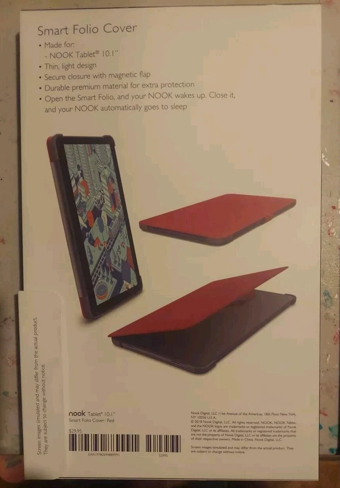 Funda Folio Inteligente Nook para Tablet Nook 10.1" Roja con Kit Protector de Pantalla.Nueva Foto 4 de 4