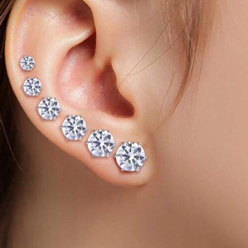 24pcs/lot Stud Earrings Round Cubic Zirconia Stainless Steel Earrings Men Women - Picture 4 of 4