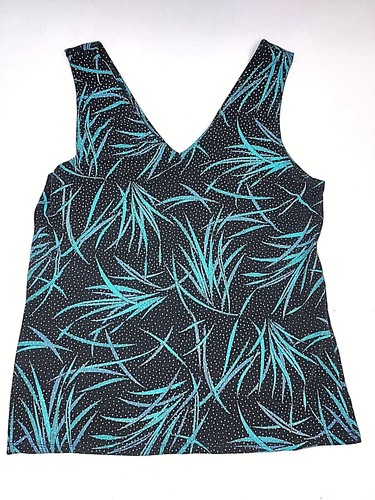 Blu Sage Formal Womens Top 2 Pc Sz L Black W/Blue Leaves & Sparkles Long Sleeve - Picture 10 of 10