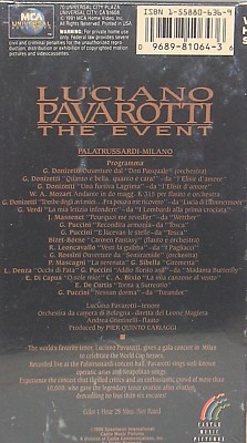 Luciano Pavaroti The Event LIVE CONCERT,VHS, NEW! RARE! TENORE