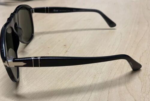 PERSOL 649 95/31 Unisex Sunglasses Black Silver Aviator Polarised Handmade Italy - Picture 4 of 8