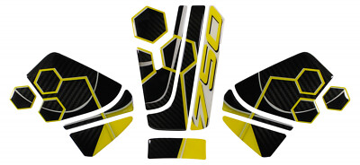 Tank pad side tank pad set compatible with Honda CB750 Hornet honeycomb yellow