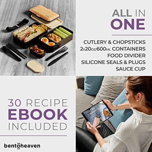 Premium Bento Lunch Box In 8 Modern Colors 2 Compartments Leakproof Includes Sau - Picture 5 of 9