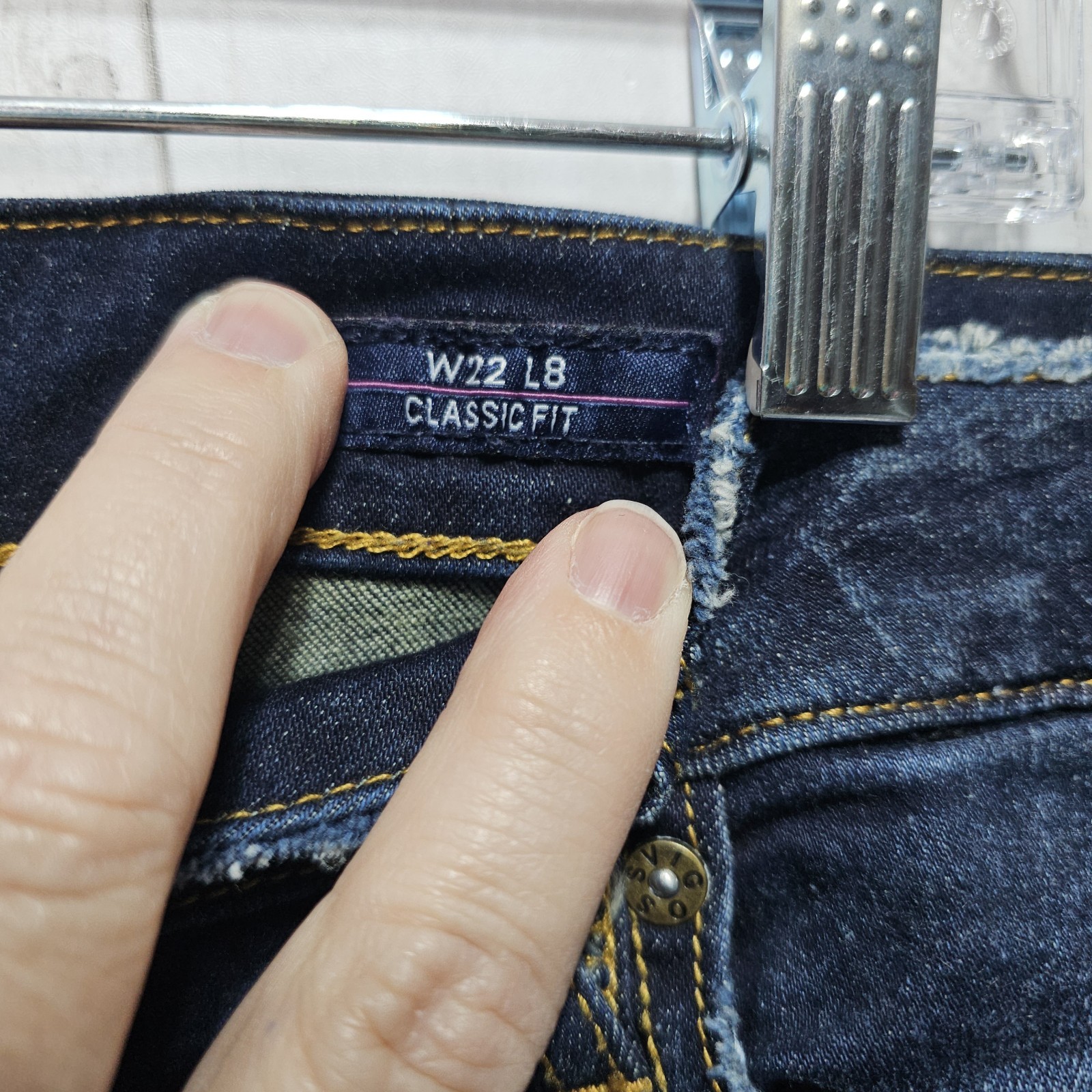 Vigoss Women's Dark Wash Distressed Raw Hem Jagger Denim Shorts Size 22W Stretch