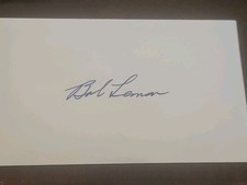 Bob Lemon signed paper cut signature autographed hall of fame auto 3x5 Hof