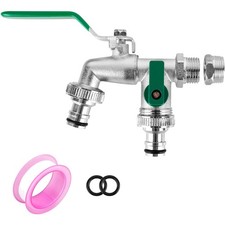 Garten Wasserhahn 1/2 3/4 Zoll Doppel-Auslaufhahn Frostsicher Messing