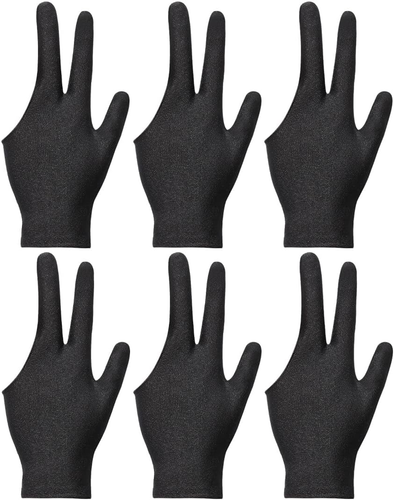 Guanti Da Biliardo,6Pcs Guanti a Tre Dita, Da Biliardo, Estensibili, Nero Rete T - Foto 12 di 12