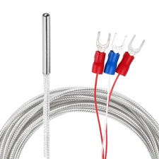RTD PT100 Temperature Sensor Probe with 3 Wire Terminal, 16.4ft