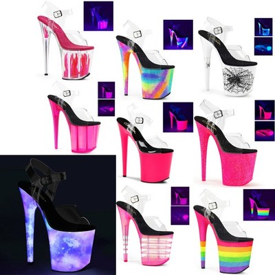 Pleaser 8'' Heel Ankle Strap Sandal W/ Pvc Flame Adult Women Sandals Flam808-Uv
