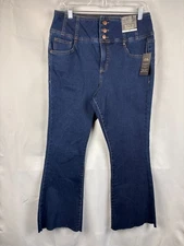 Bold Elements Womens Blue Button Fly Raw Hem Cropped Denim Jeans Size 12 NWT