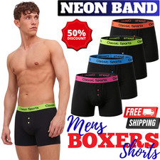 12 Pairs 6,3 Mens Boxer Shorts Designer Black Fashion Band Underwear.Cotton Rich