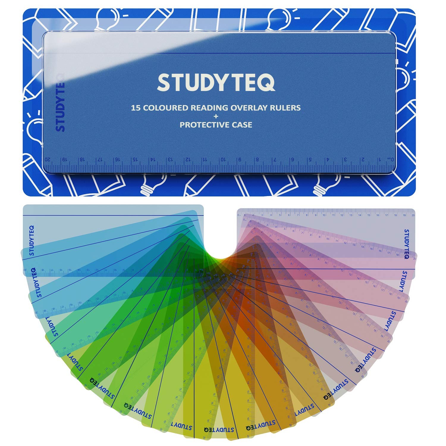 Studyteq 15 x Professional Dyslexia Coloured Reading Overlays S, Multicolor