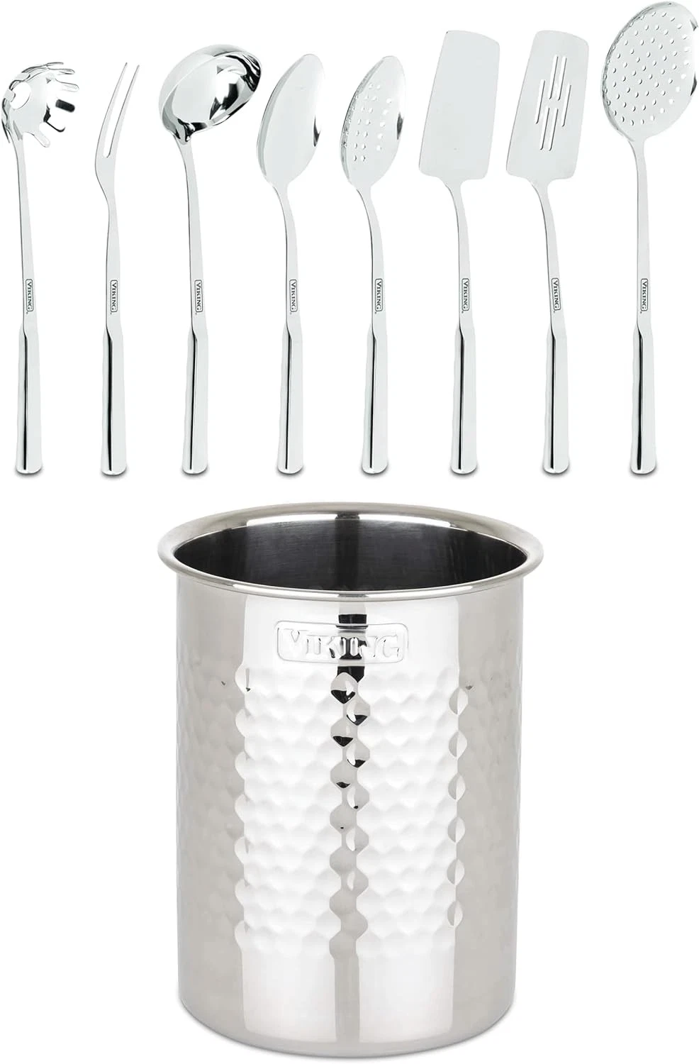 Viking 8 Piece Stainless Steel Kitchen Utensil Set Holder