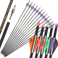 30" Pure Carbon Arrows SP300-600 Archery Compound Recurve Bow Practice Shooting