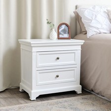 Large White Two Drawer Bedside Table - Daventry White Range