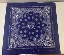 Vintage Blue Hav-A-Hank Paisley/Floral Cotton Bandana Handkerchief USA RN15187