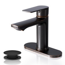 Oil Rubbed Bronze Bathroom Faucet, Modern Single Handle One Hole Bath Vanity ...